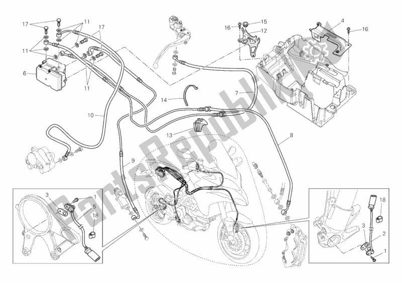 Alle onderdelen voor de Remsysteem Abs van de Ducati Multistrada 1200 ABS USA 2011